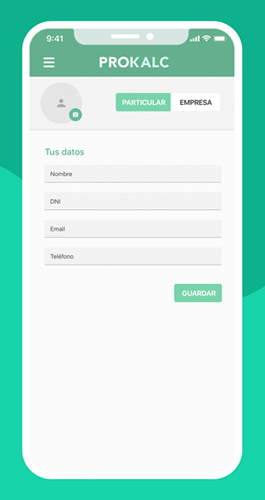 Crear perfil app Prokalc.